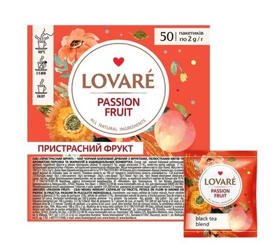 Чай Lovare Пристрасний фрукт 50 пакетів 2198 фото