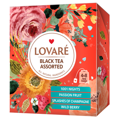 Чай Lovare Ассорти Черный пакетированный 4 вида по 8 шт  1803 фото