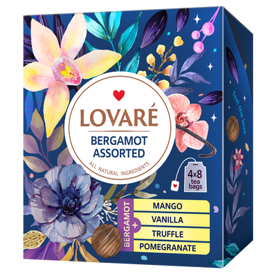 Чай чорний Lovare Асорті Бергамот пакетований 4 види по 8 шт. 4497 фото