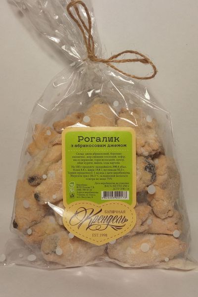 Печиво "Рогалик" ТМ Крендель з абрикосовим джемом і волоським горіхом 250 гр 7 фото