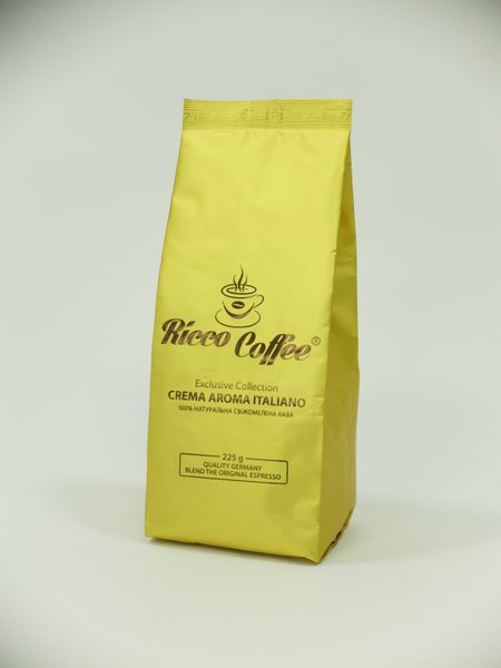 Кава мелена Ricco Coffee Crema Aroma Italiano 80%/20% 225 г 923 фото