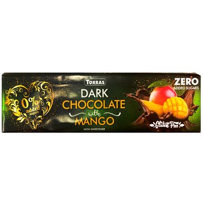 Шоколад Torras Zero чорний з МАНГО 300гр без цукру 15/шт 5354 фото