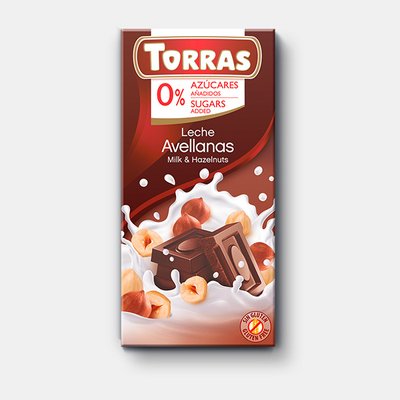 Шоколад Torras молочний з фундуком 75гр 12/шт 3450 фото