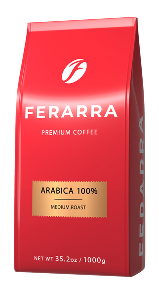 Кофе FERARRA CAFFE 100% ARABIKA с клапаном 1кг. зерно 1289 фото