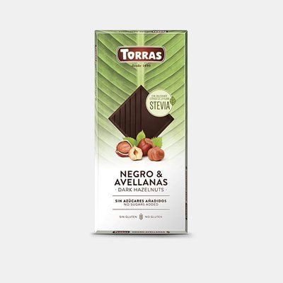 Шоколад Torras Nеgro Avellanas Stevia чорний з фундуком на стевії 125 г (41) 4684 фото