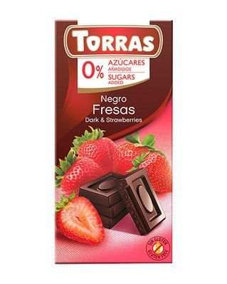 Шоколад Torras Negro Fresas черный с клубникой без сахара 75г (528) 5034 фото