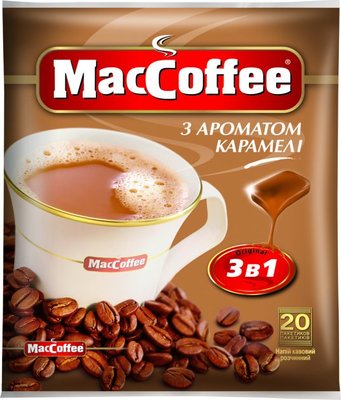 Кофейный напиток MacCoffee 3в1 Карамель 20 пакетов 1045 фото