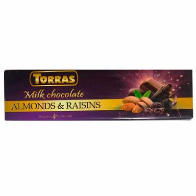 Шоколад Torras молочний мигдаль з родзинками 300гр 15/шт 5350 фото