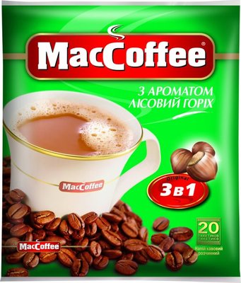 Кофейный напиток MacCoffee 3в1 Лесной орех 20 пакетов 971 фото