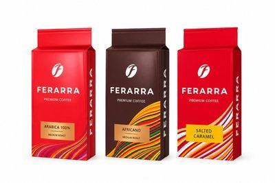 Набір кави Ferarra Arabica 100% 250 г +Ferarra Africano 250 г + Ferarra Salted Caramel з ароматом солоної карамелі 250 г 127 фото