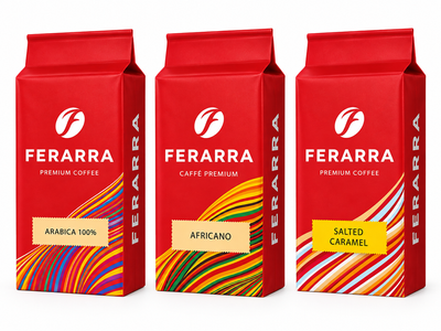 Набір кави Ferarra Arabica 100% 250 г +Ferarra Africano 250 г + Ferarra Salted Caramel з ароматом солоної карамелі 250 г 127 фото